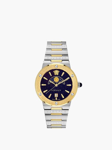 Versace Greca Logo Moonphase Two Tone Watch