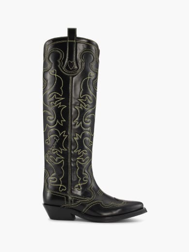 GANNI KNEE HIGH EMBROIDERED WESTERN BOOT