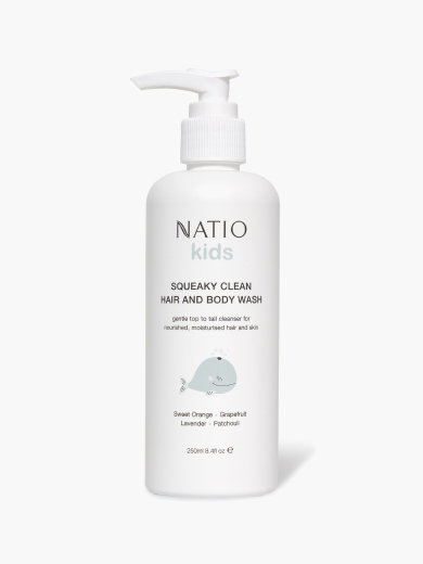 NATIO
SQUEAKY CLEAN HAIR & BODY WASH 250ML