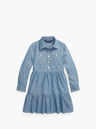POLO RALPH LAUREN TIERED CHAMBRAY SHIRTDRESS 4 year old girls gifts
