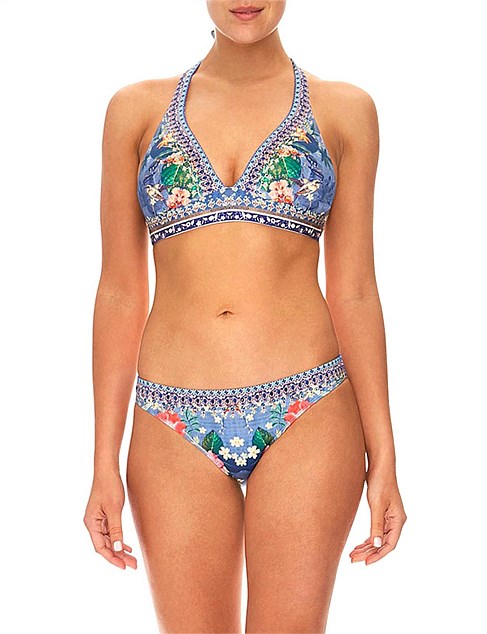 Halter bikini top with wide band