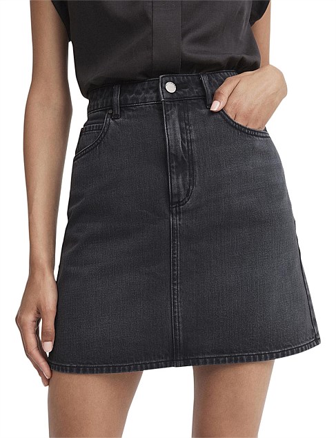 witchery black denim skirt