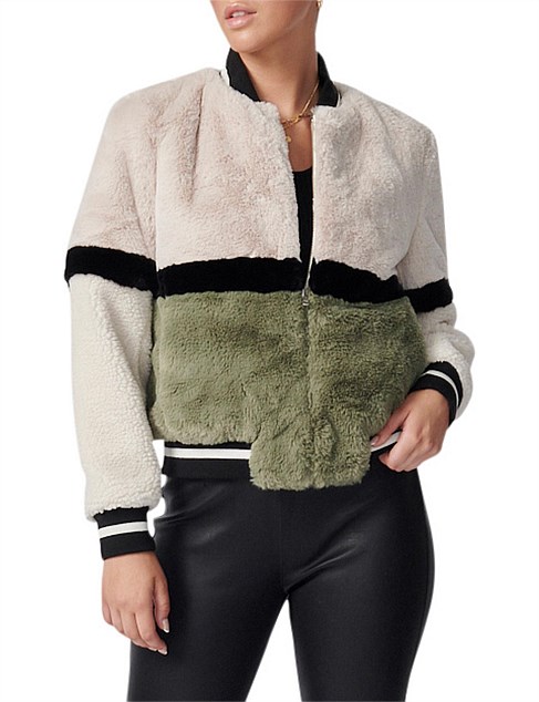 ena pelly ruby faux fur bomber