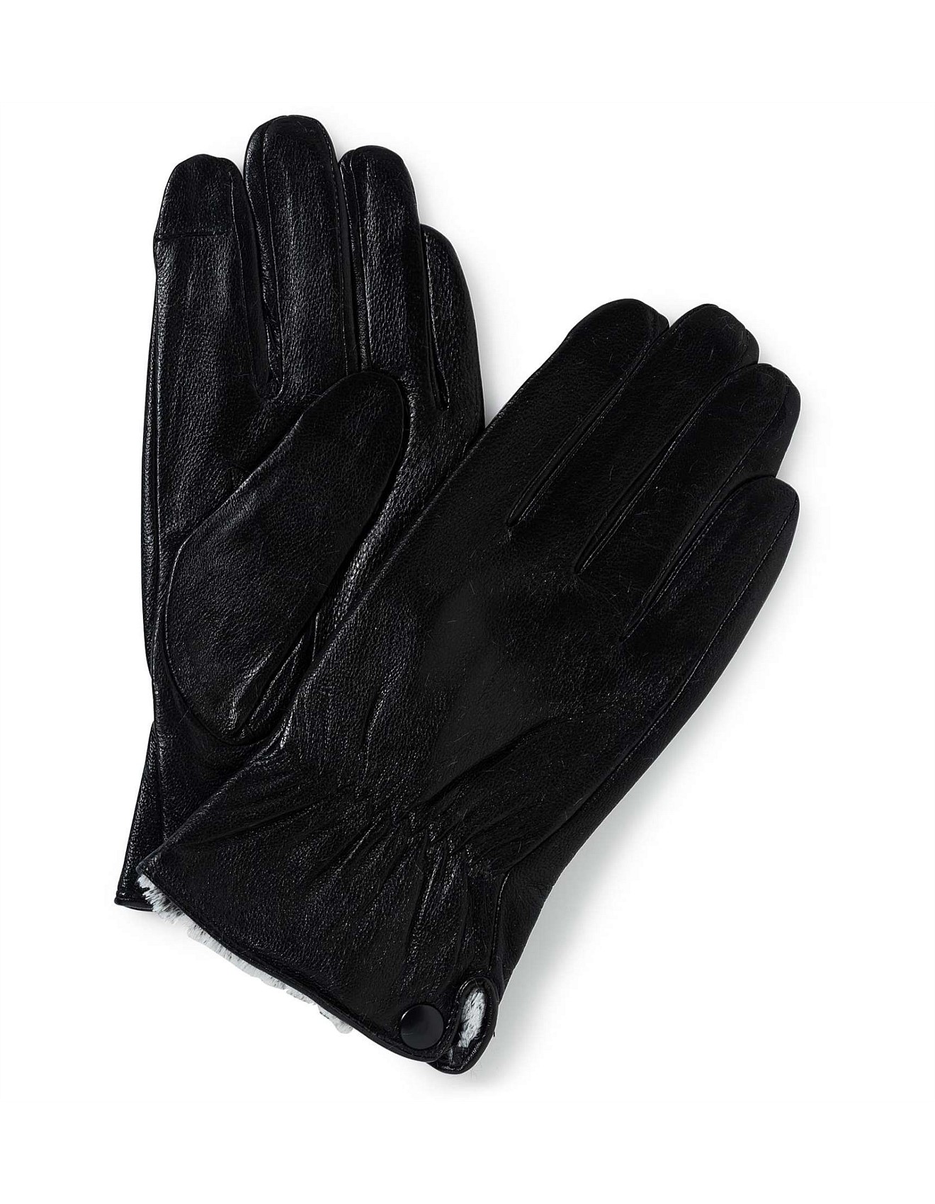 leather gloves with button detail