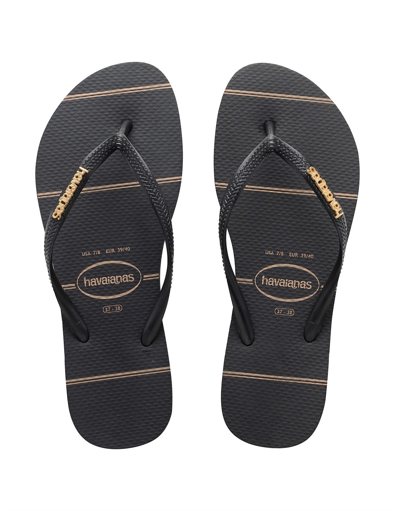 havaianas black gold metal logo