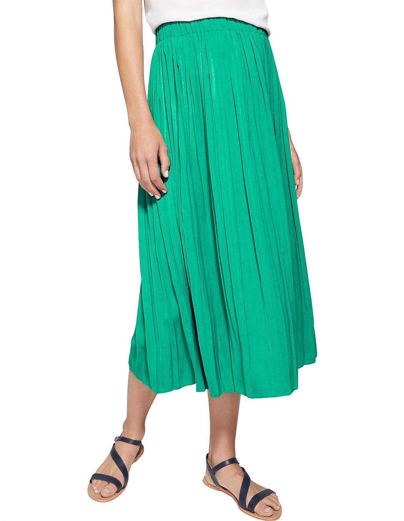 witchery green pleated skirt