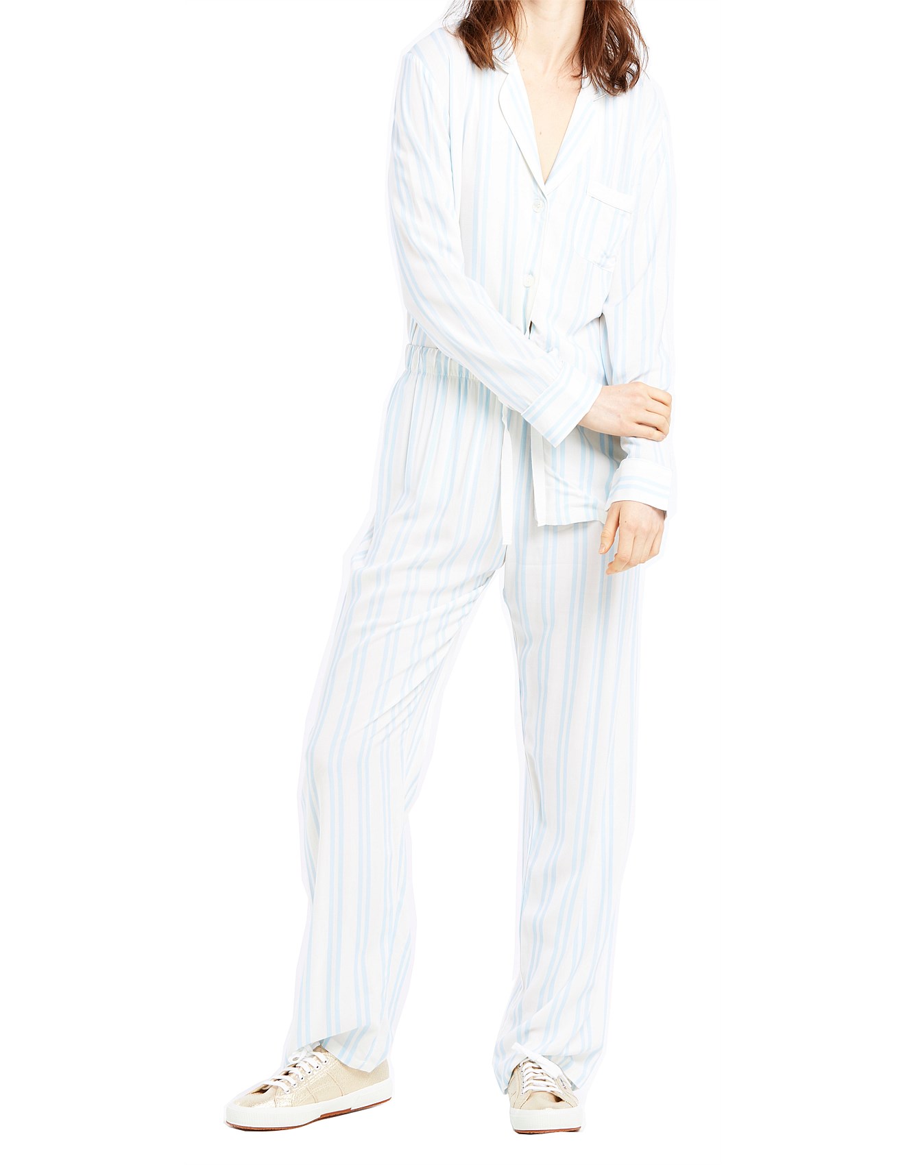 Project Rem Resort Stripe Long Sleeve Pyjama Long Pant David Jones