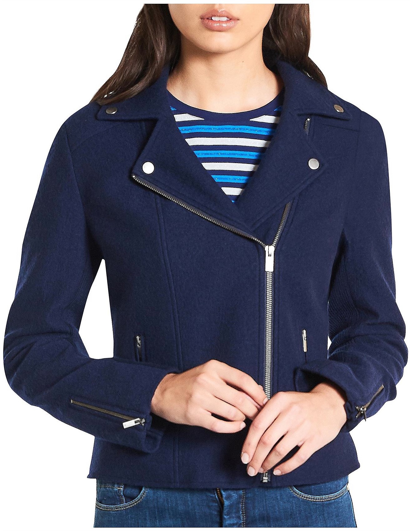 wool moto jacket women's