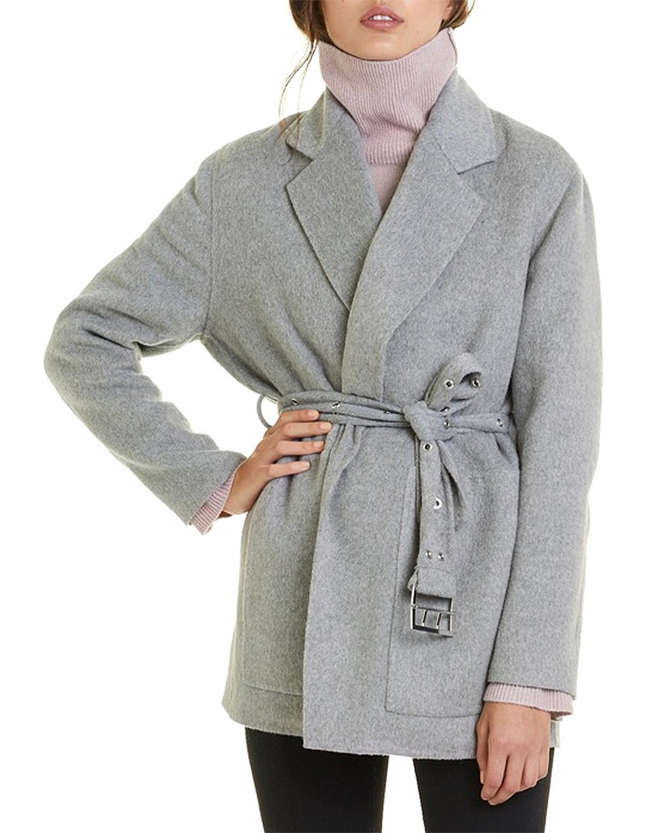 grey wool coat short