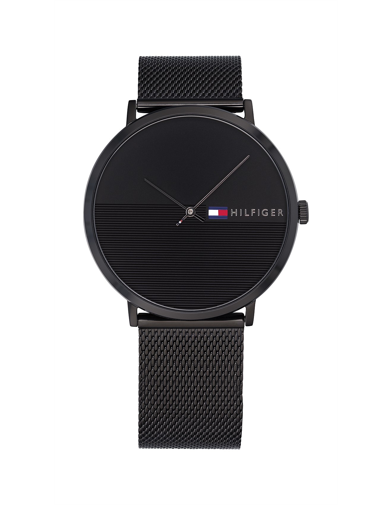 Tommy Hilfiger Analogue Watch Black Dial and Mesh Band David Jones