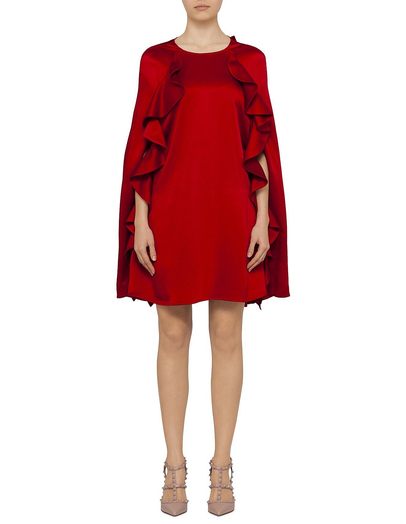 valentino red cape dress