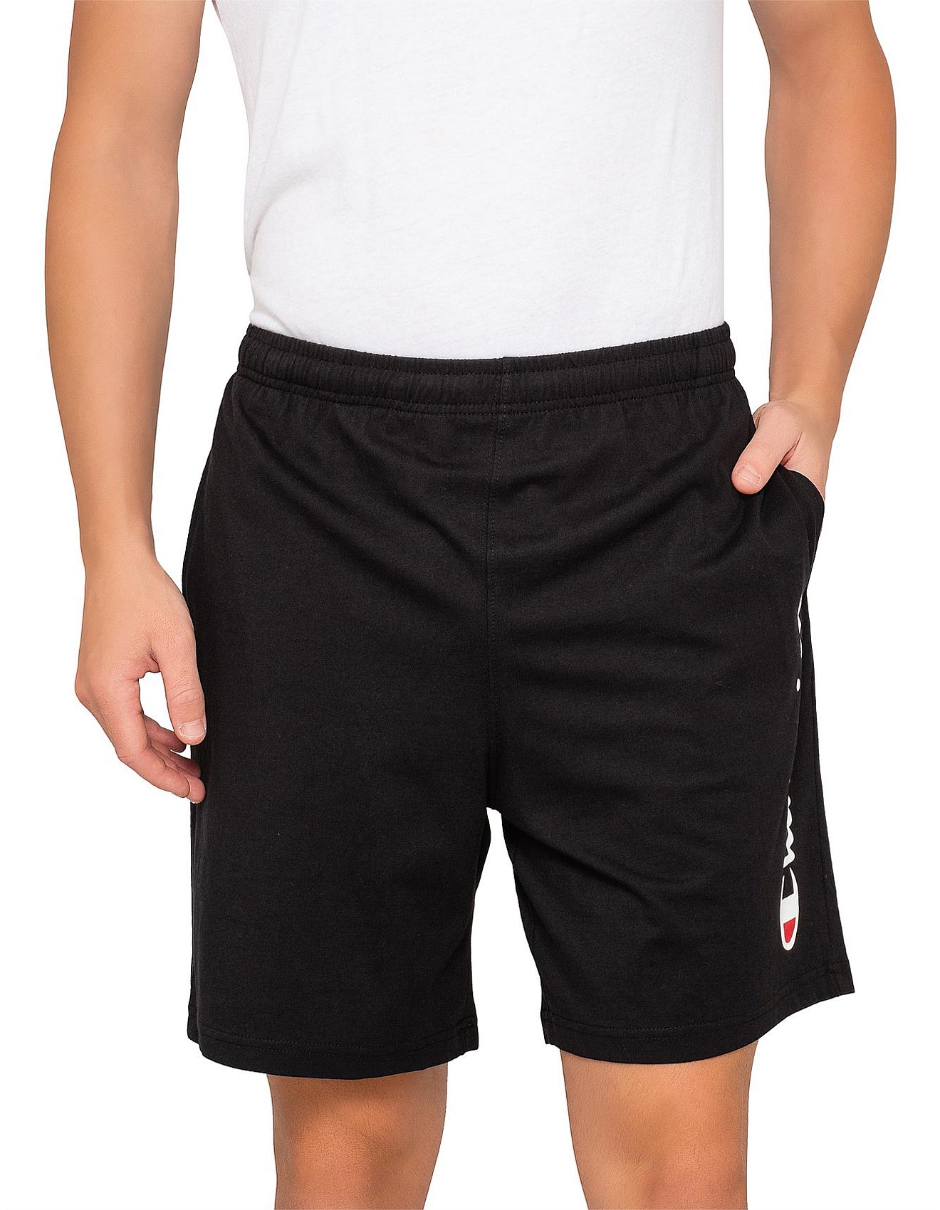 champion script jersey shorts