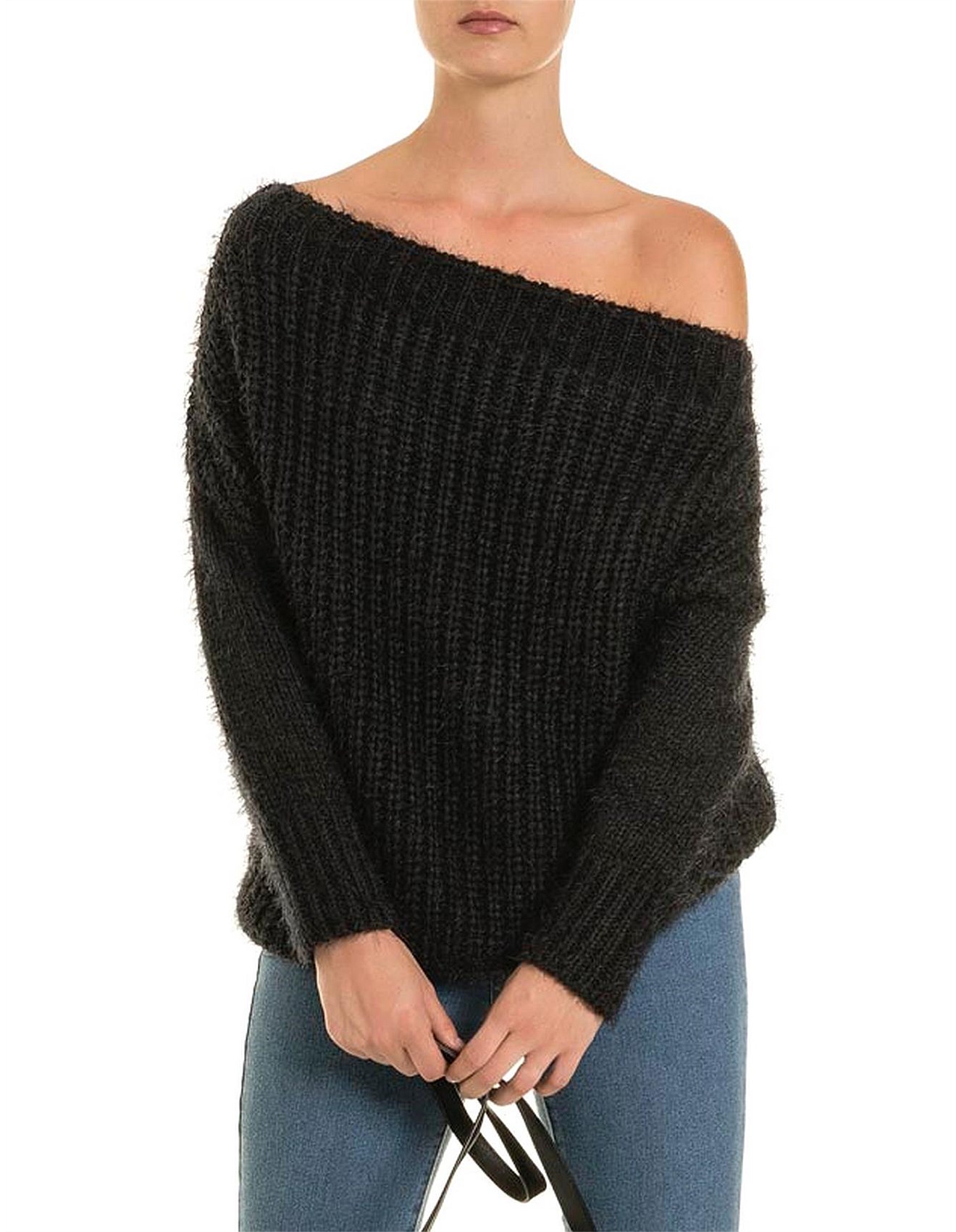 chunky knit off shoulder jumper