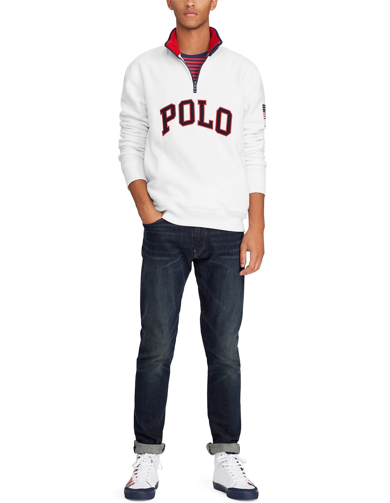 polo cotton blend fleece pullover