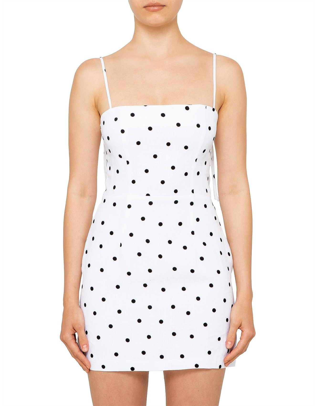 bec and bridge white polka dot dress