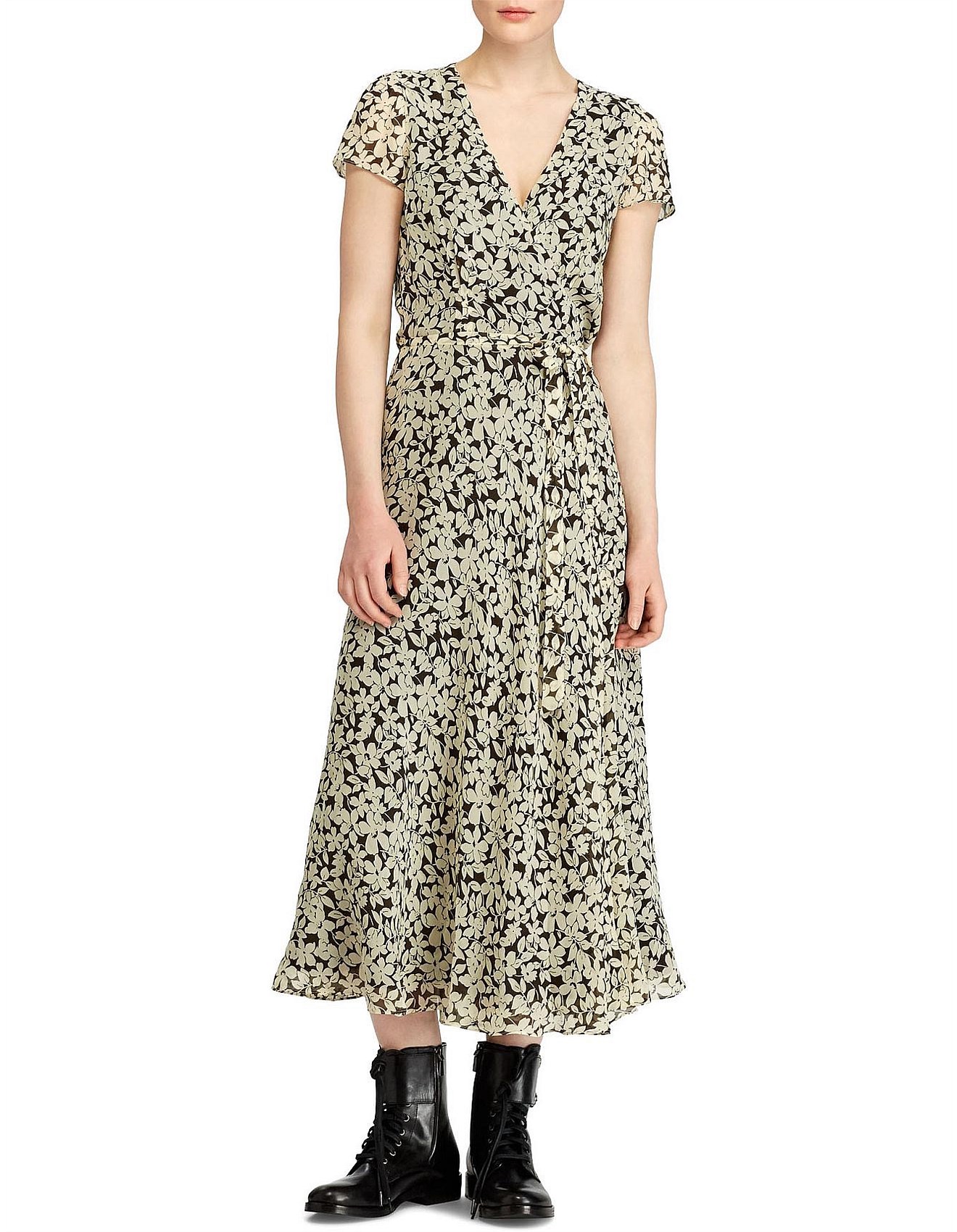 polo ralph lauren floral crepe wrap dress