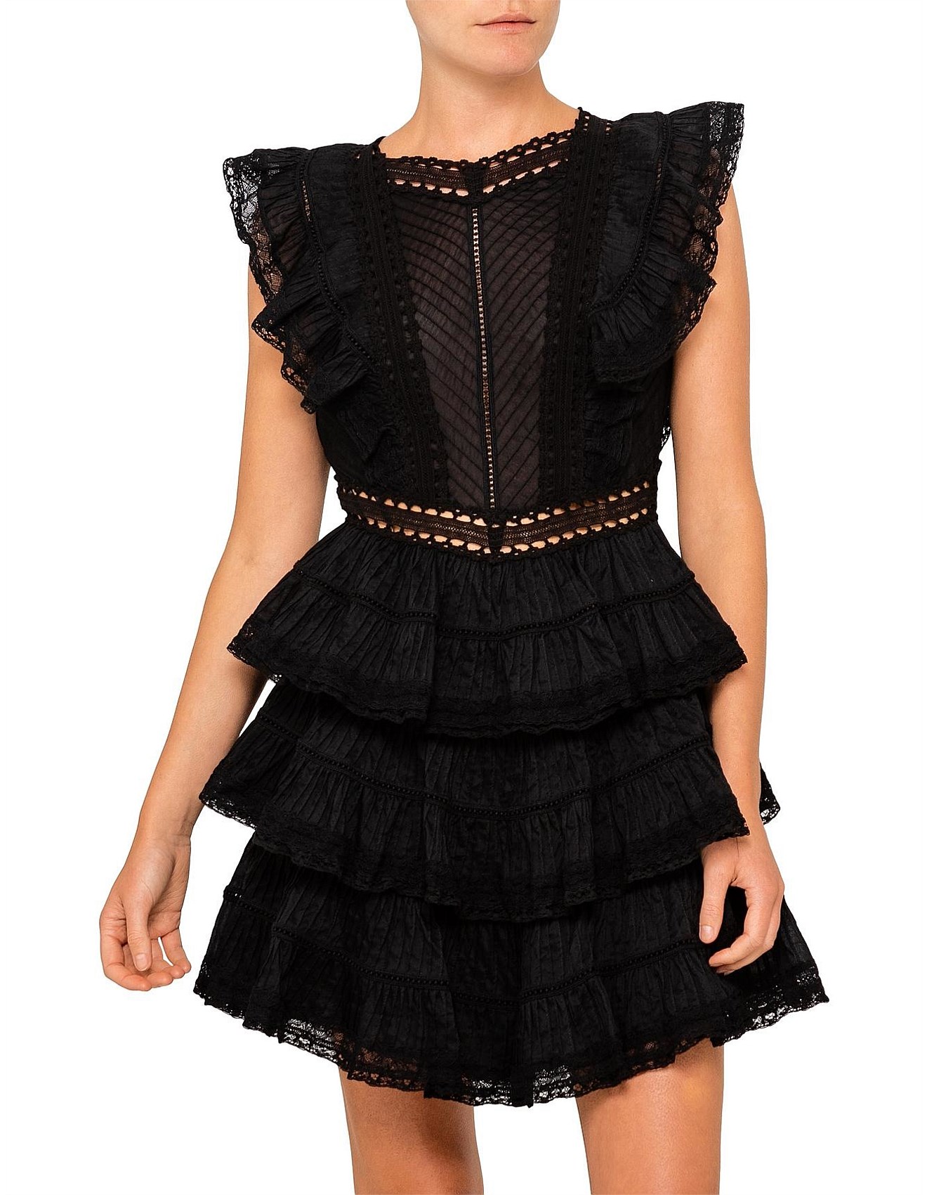 zimmermann black ruffle dress