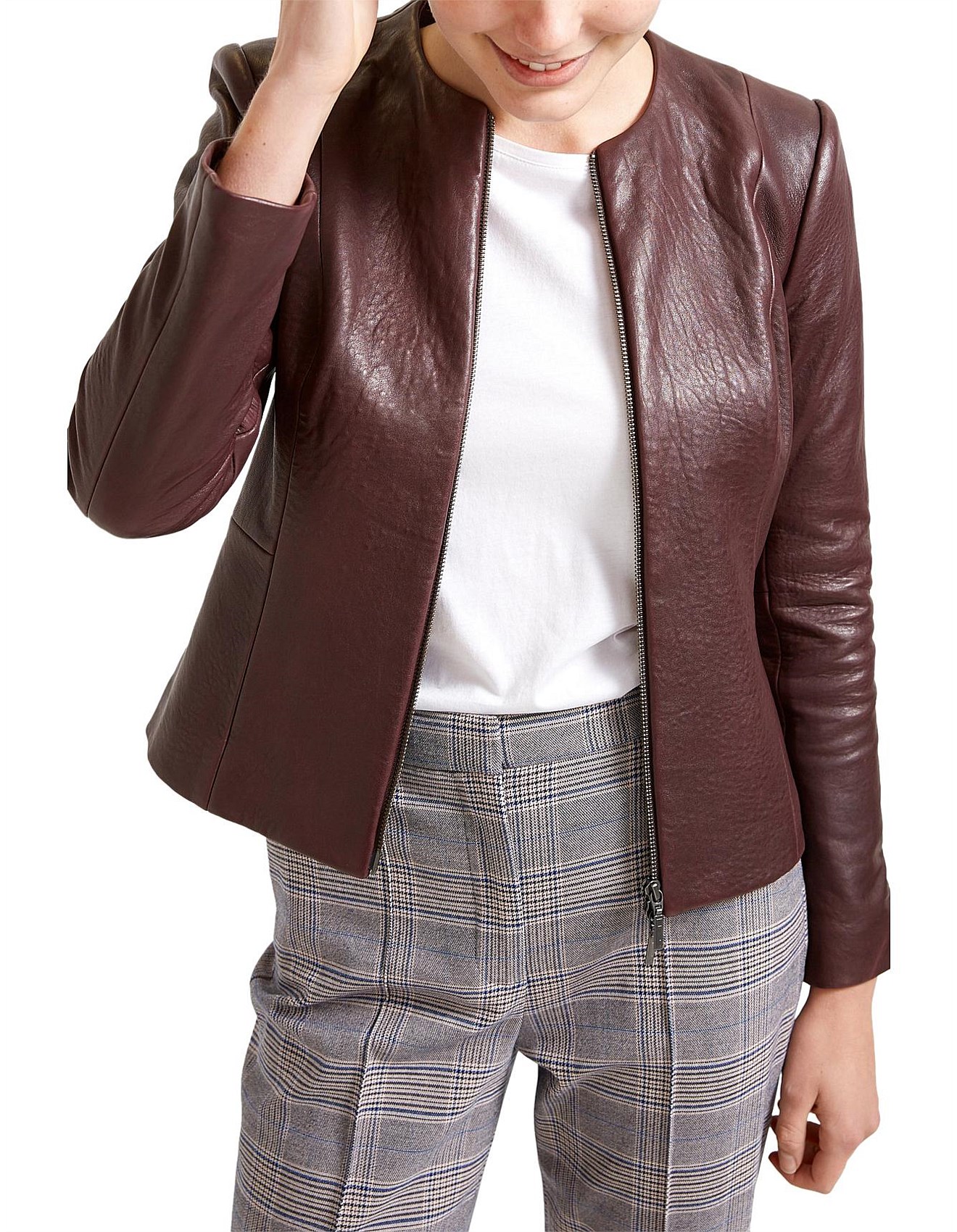 David Jones - MERLOT LEATHER JACKET