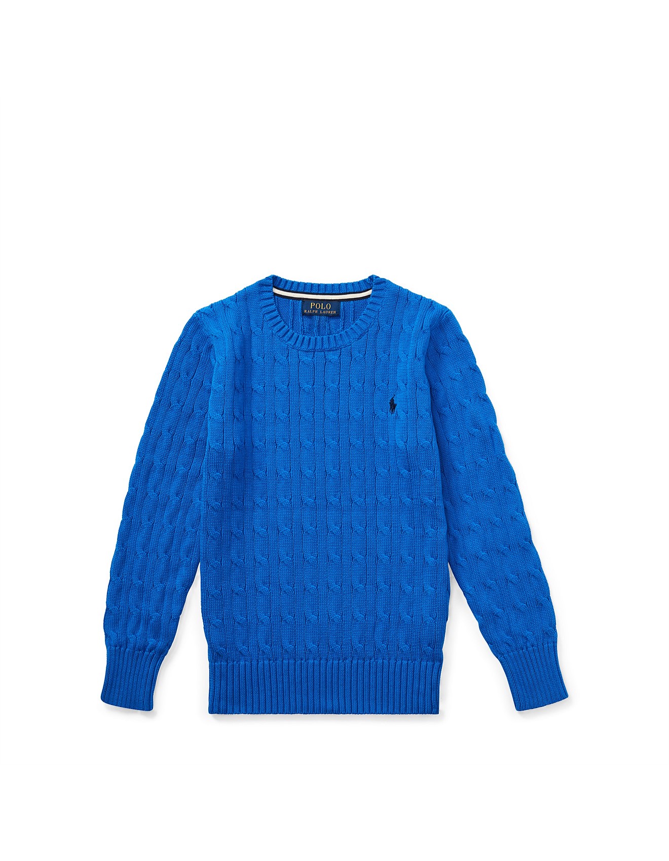 ralph lauren blue cable knit sweater