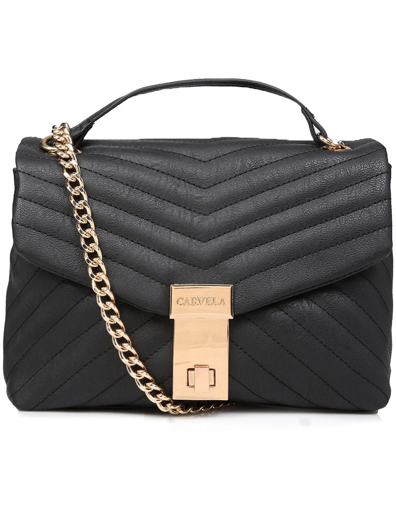 carvela black quilted bag