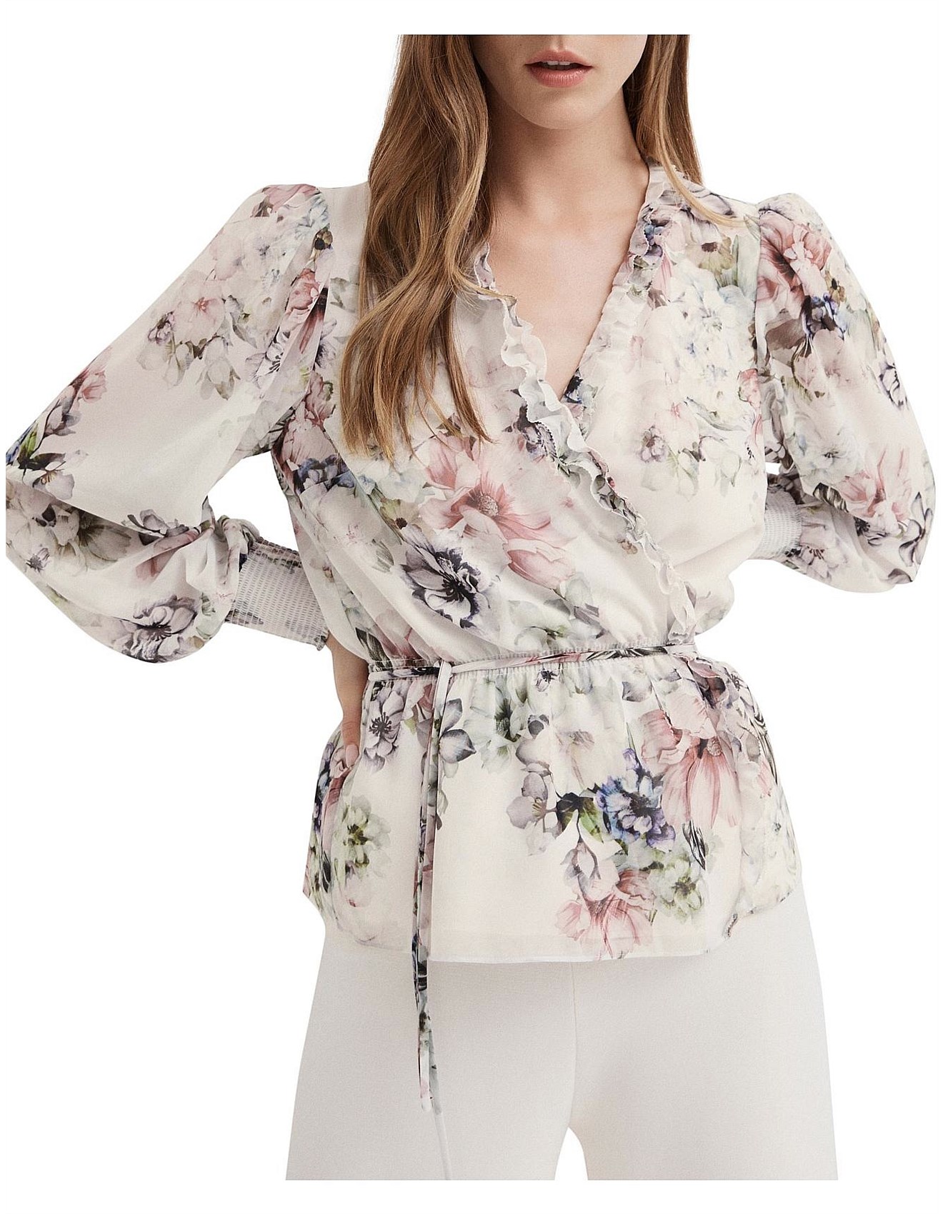 frill wrap blouse