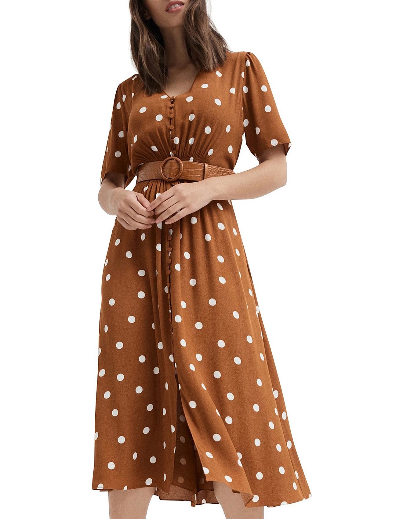 witchery brown polka dot dress