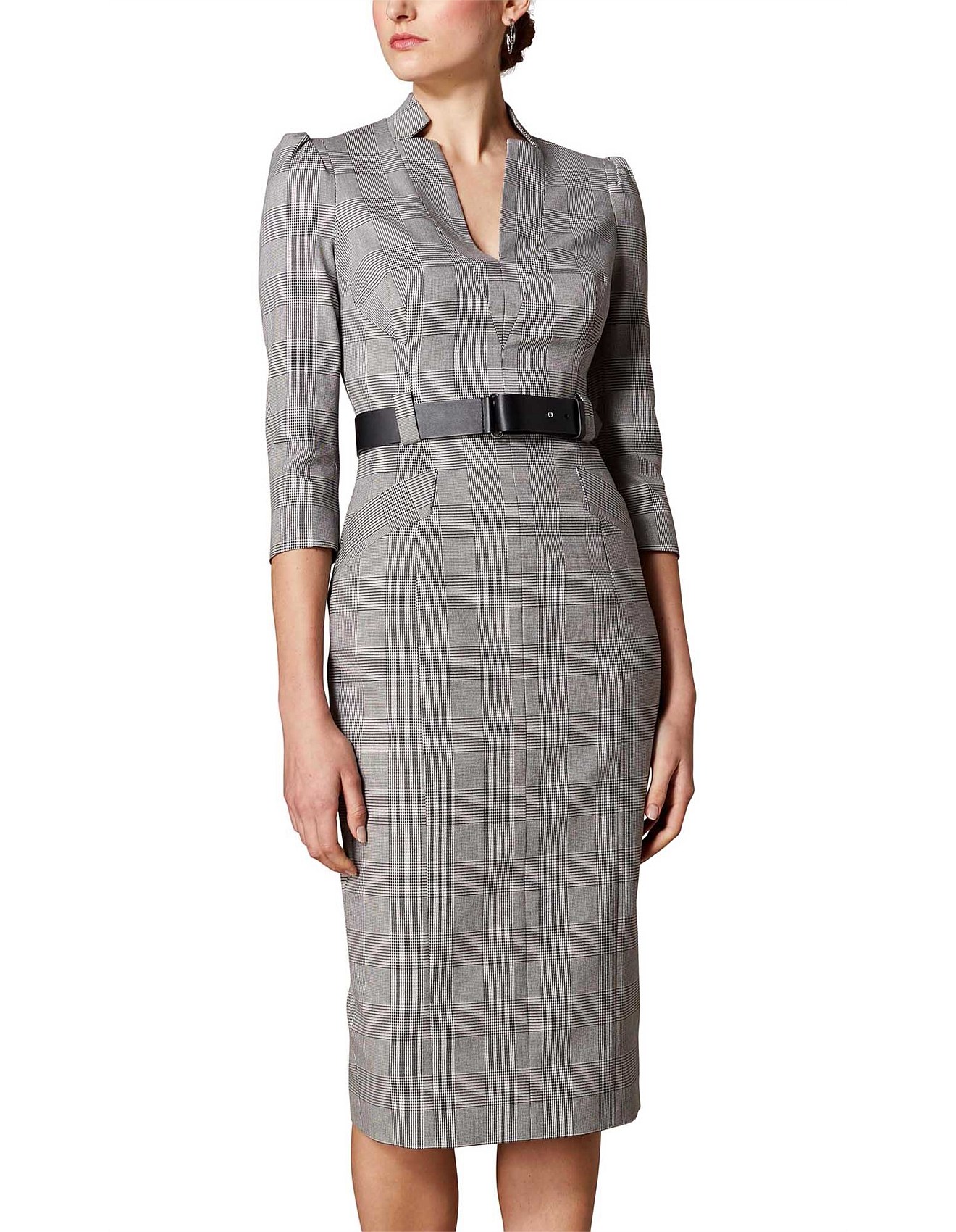 karen millen checked forever dress