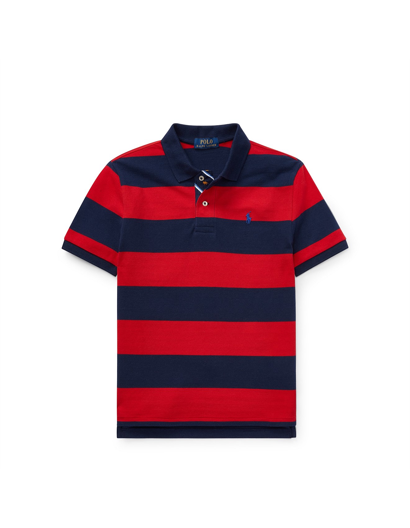 striped cotton mesh polo shirt