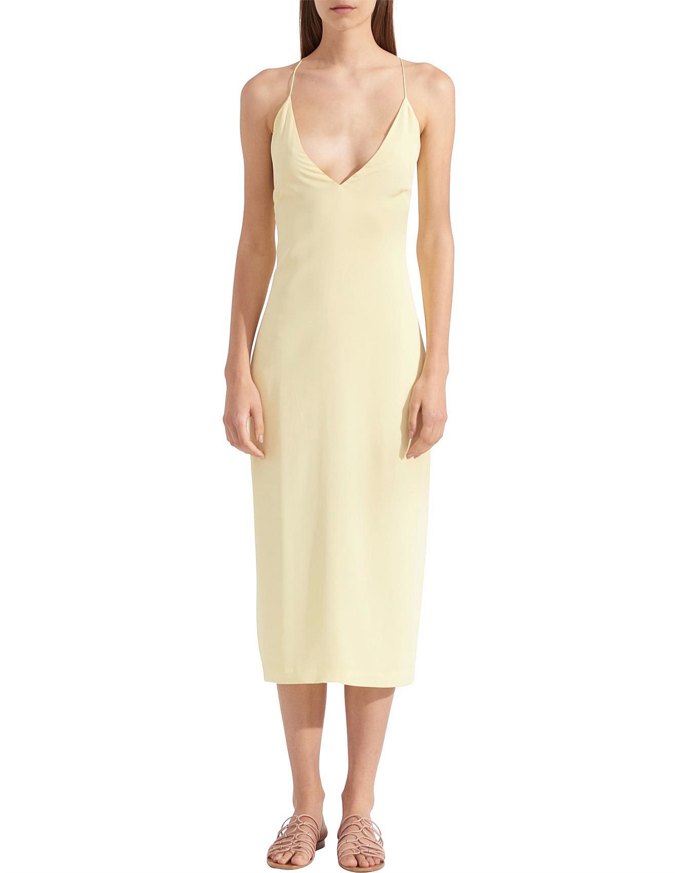 dion lee whitewash floating coil slip dress lemon