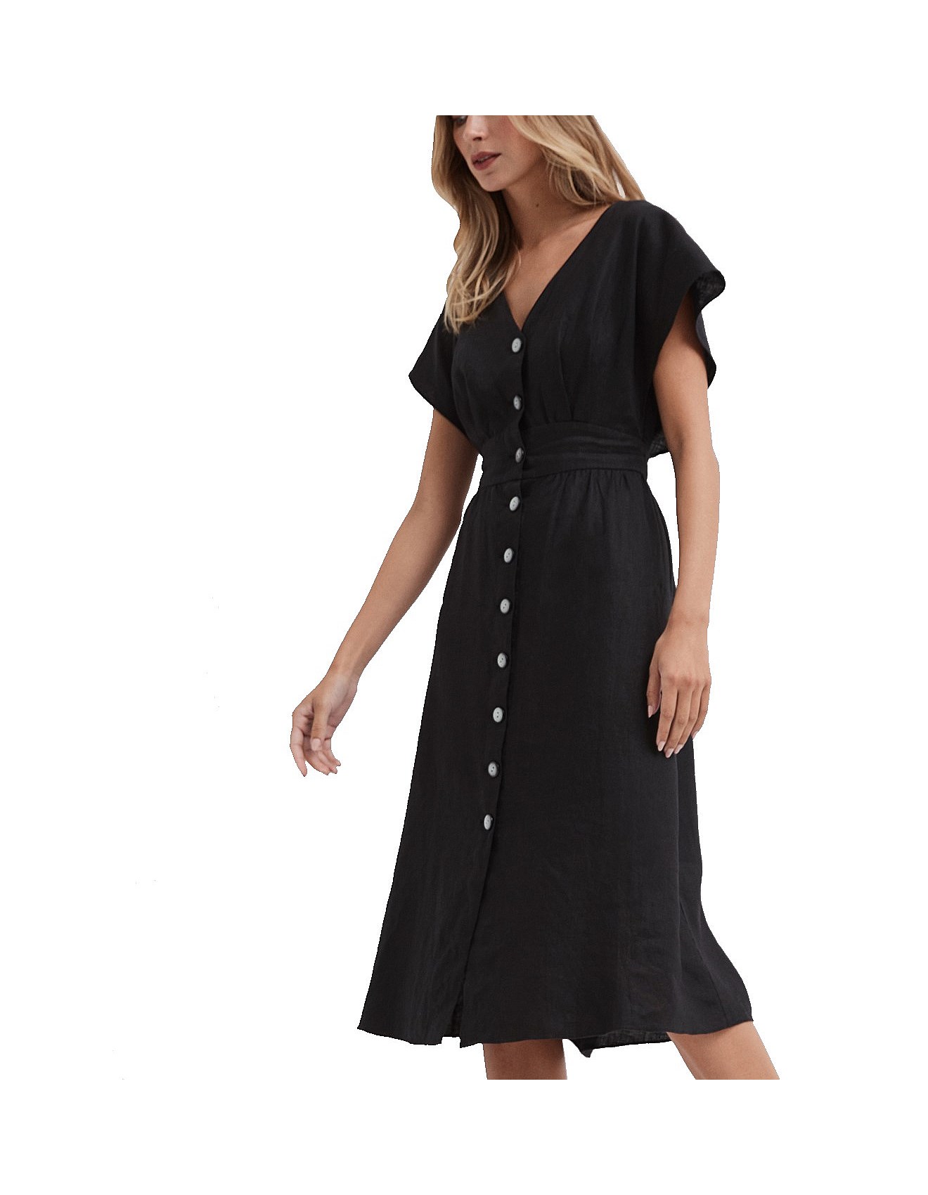 witchery button linen dress