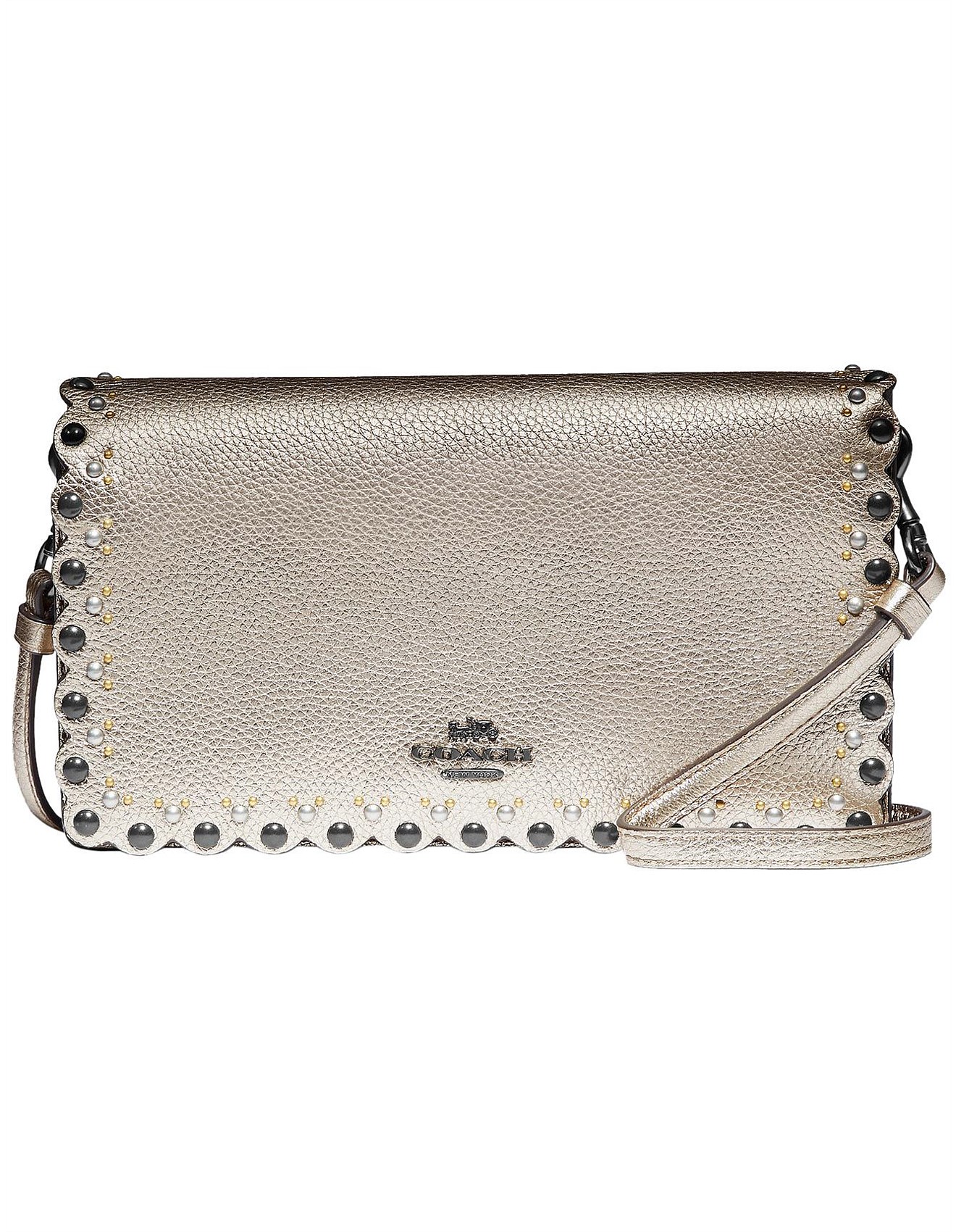 hayden foldover crossbody clutch with rivets