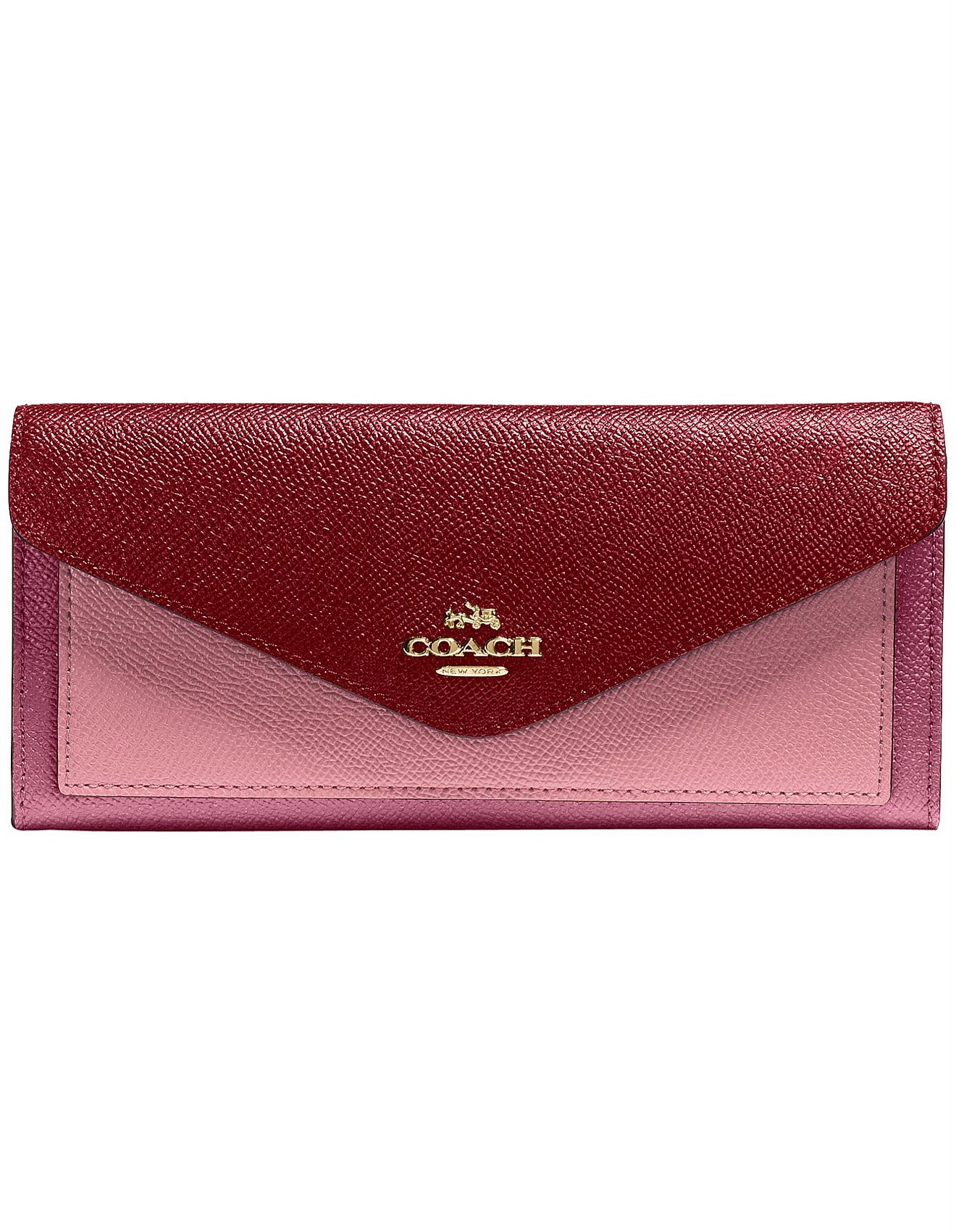 coach soft wallet in colorblock