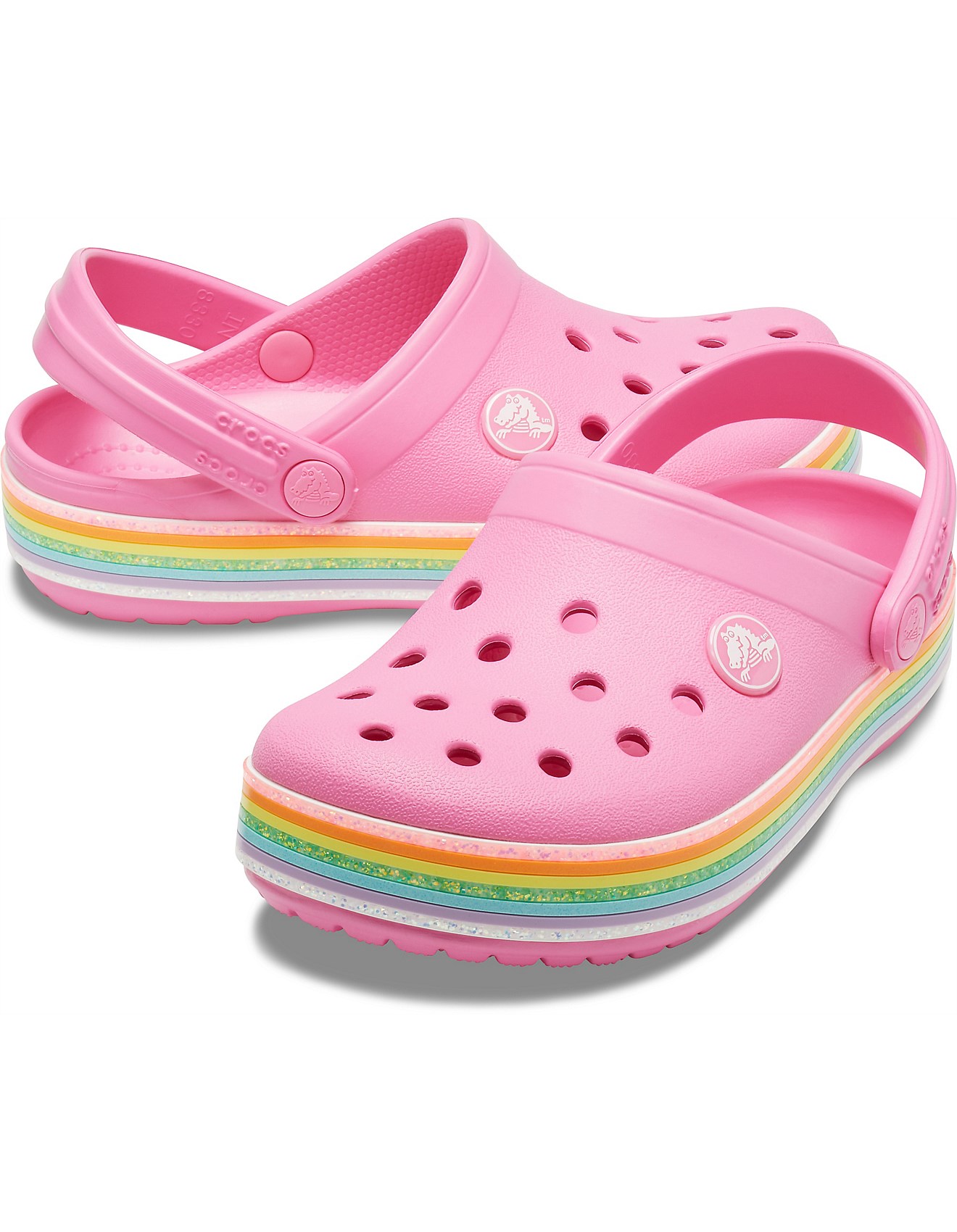 crocs rainbow glitter shoes