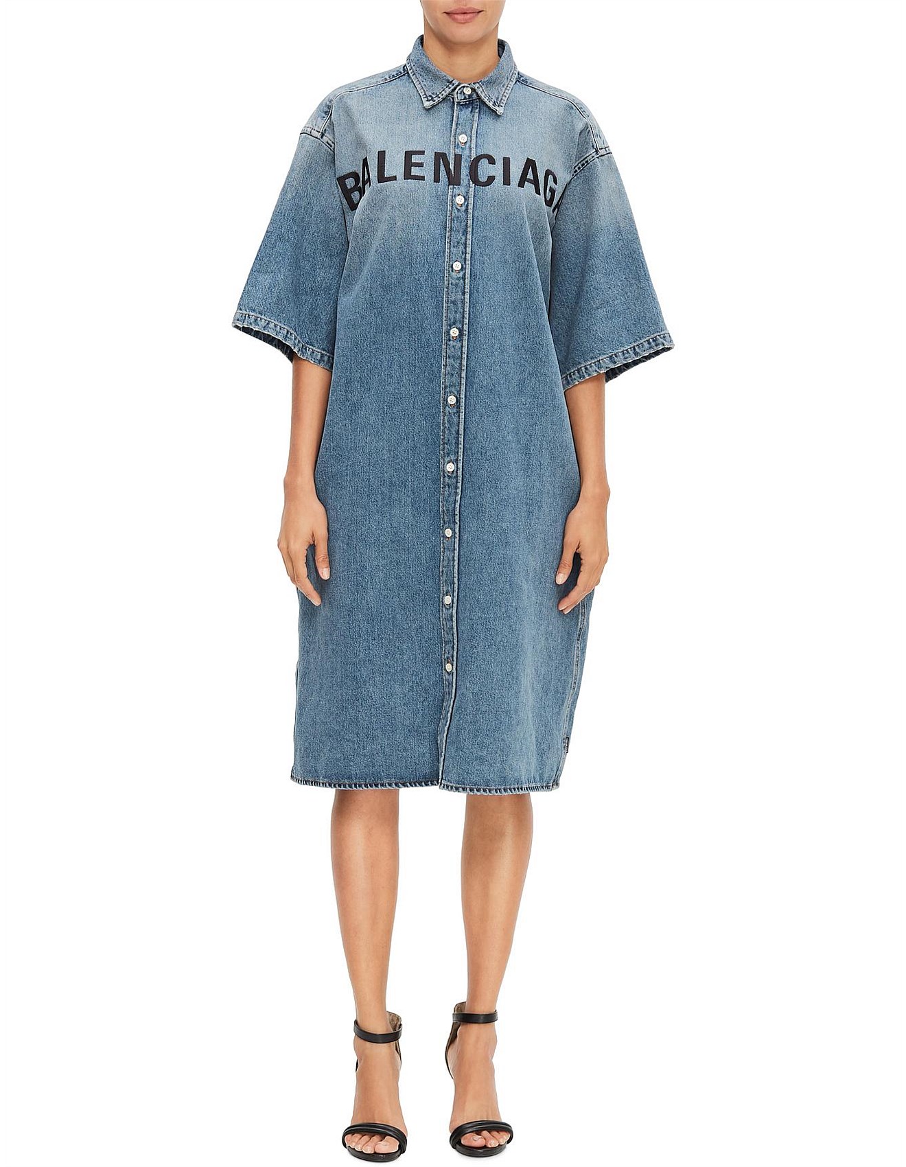 balenciaga denim shirt dress