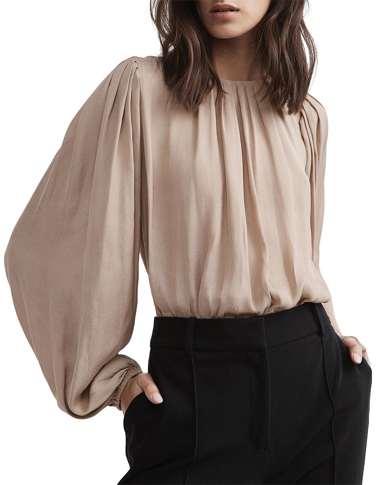 gathered sleeve blouse