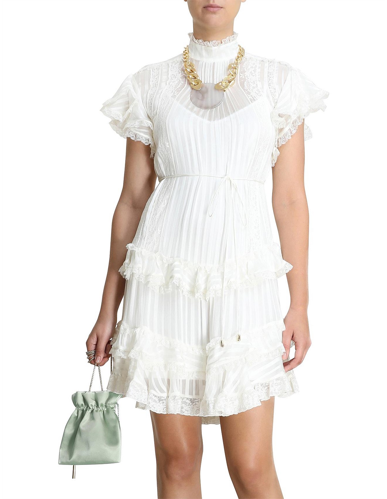 zimmermann brightside frilled midi dress