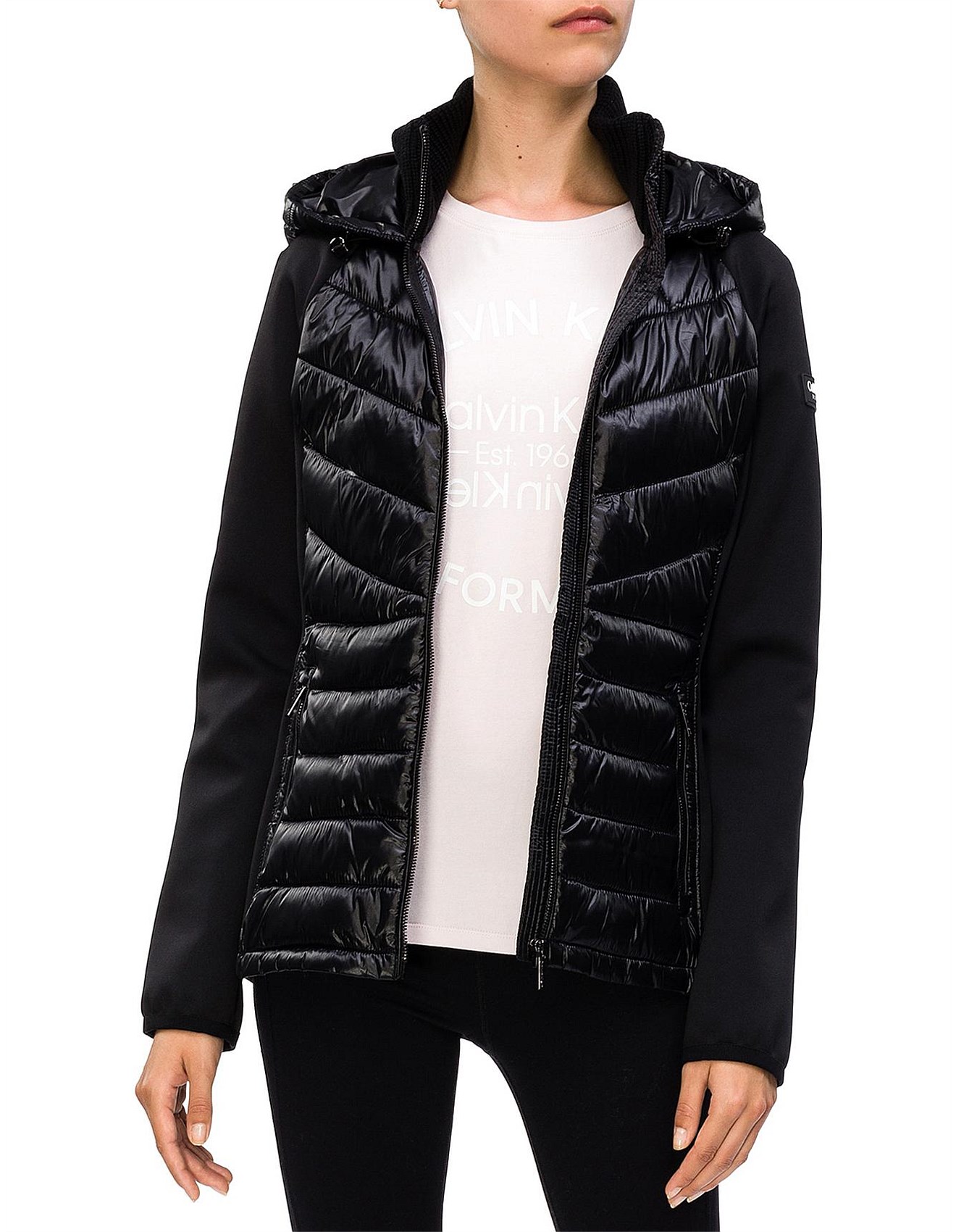 calvin klein performance mixed media quilted jacket