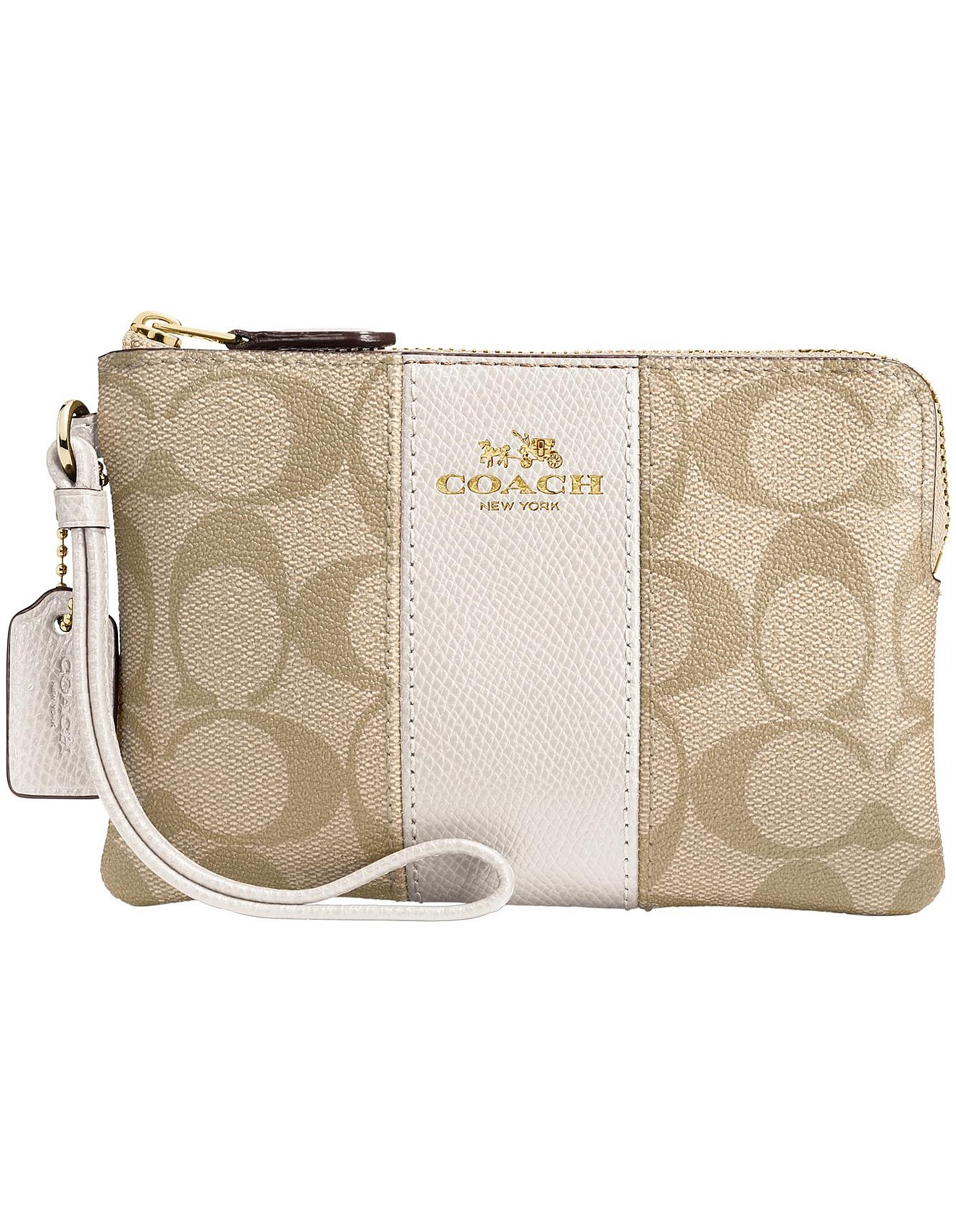 corner zip wristlet in signature canvas