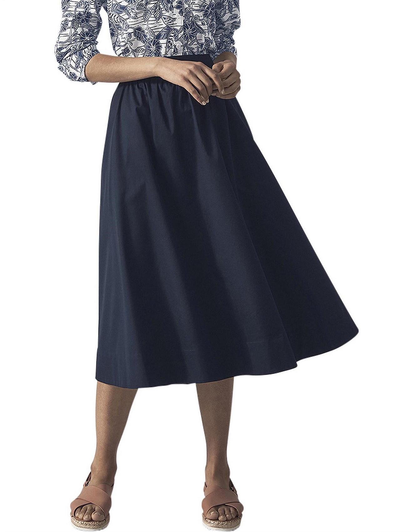 Cotton Sateen Tab Skirt