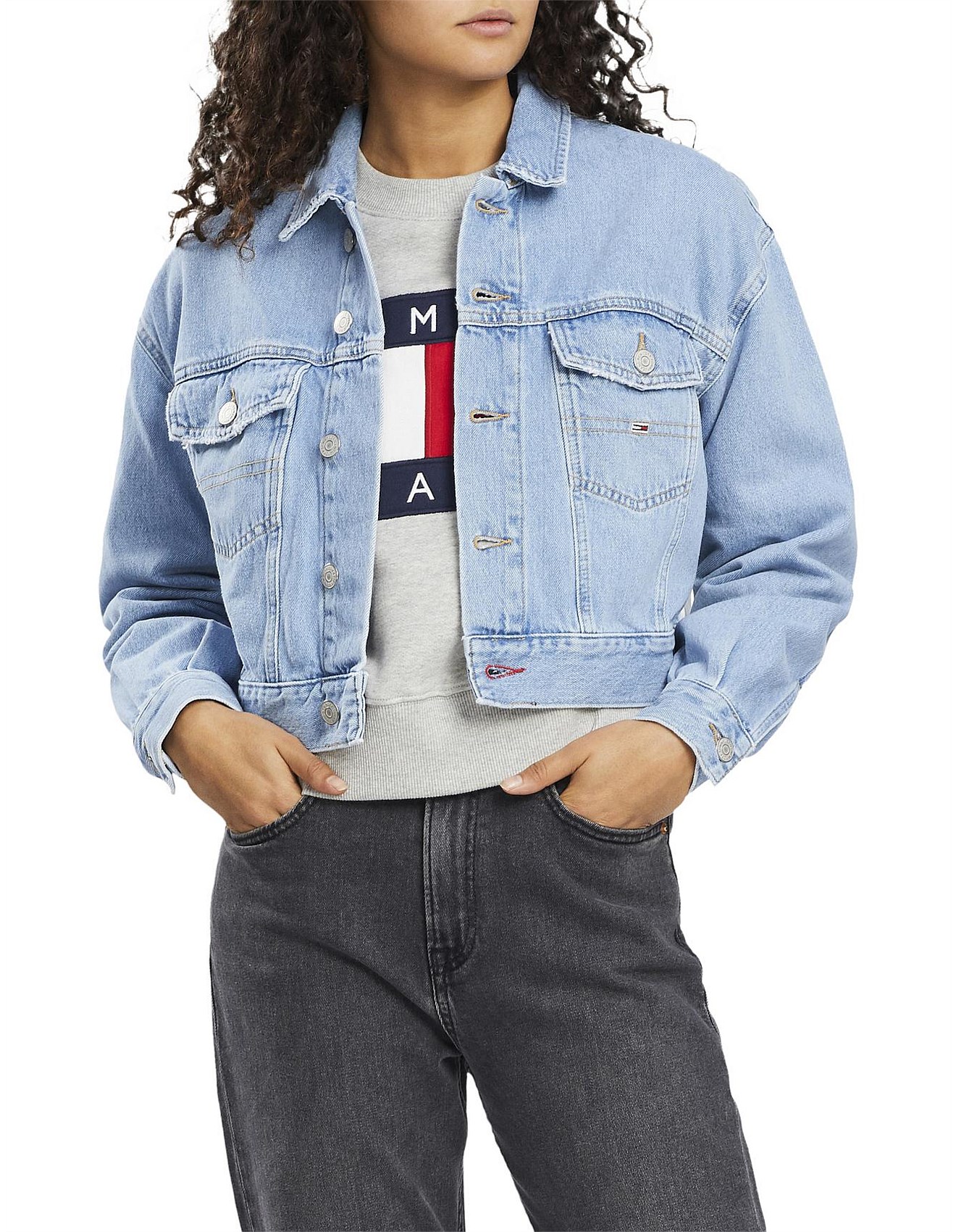 tommy cropped trucker jacket