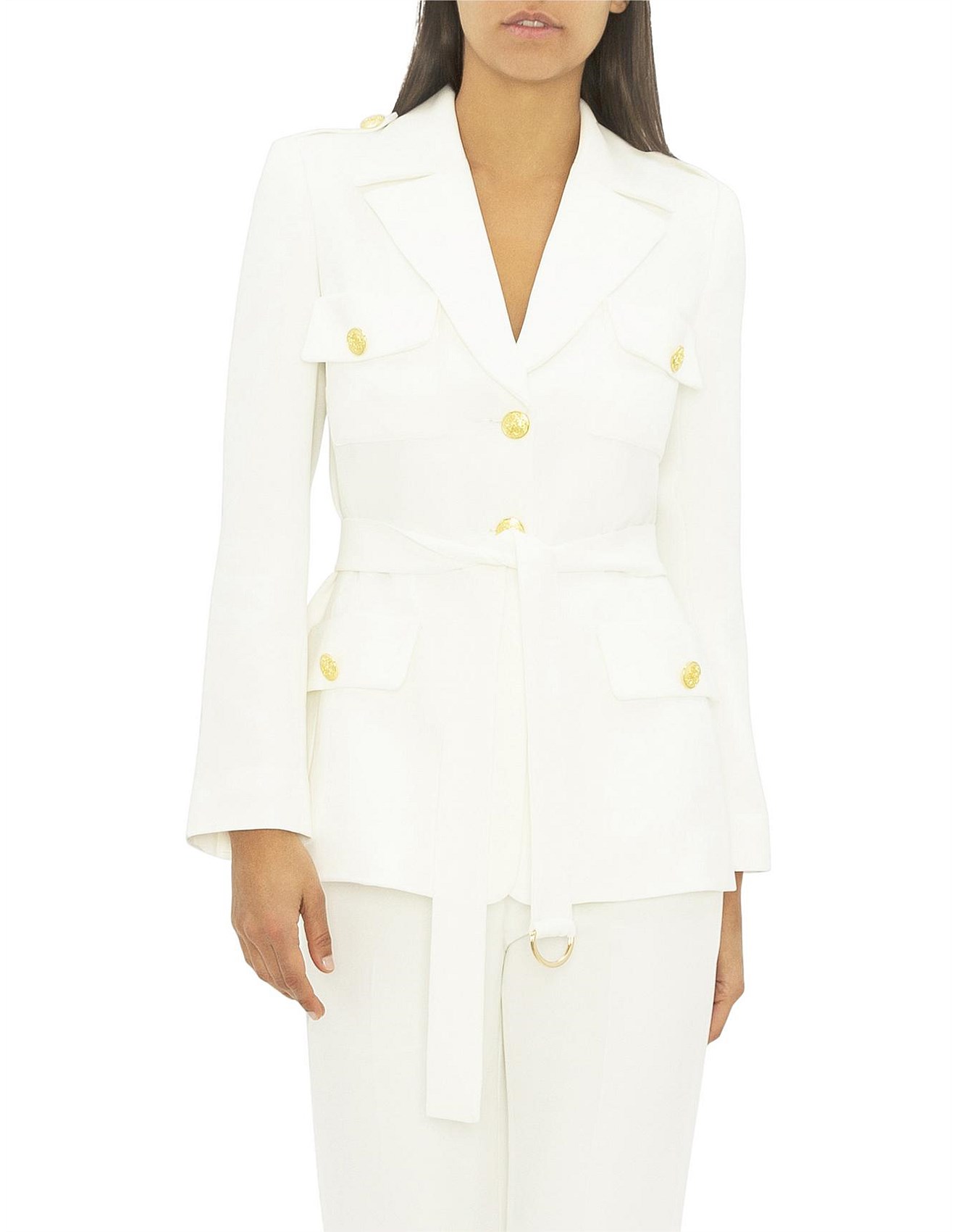 womens white safari jacket