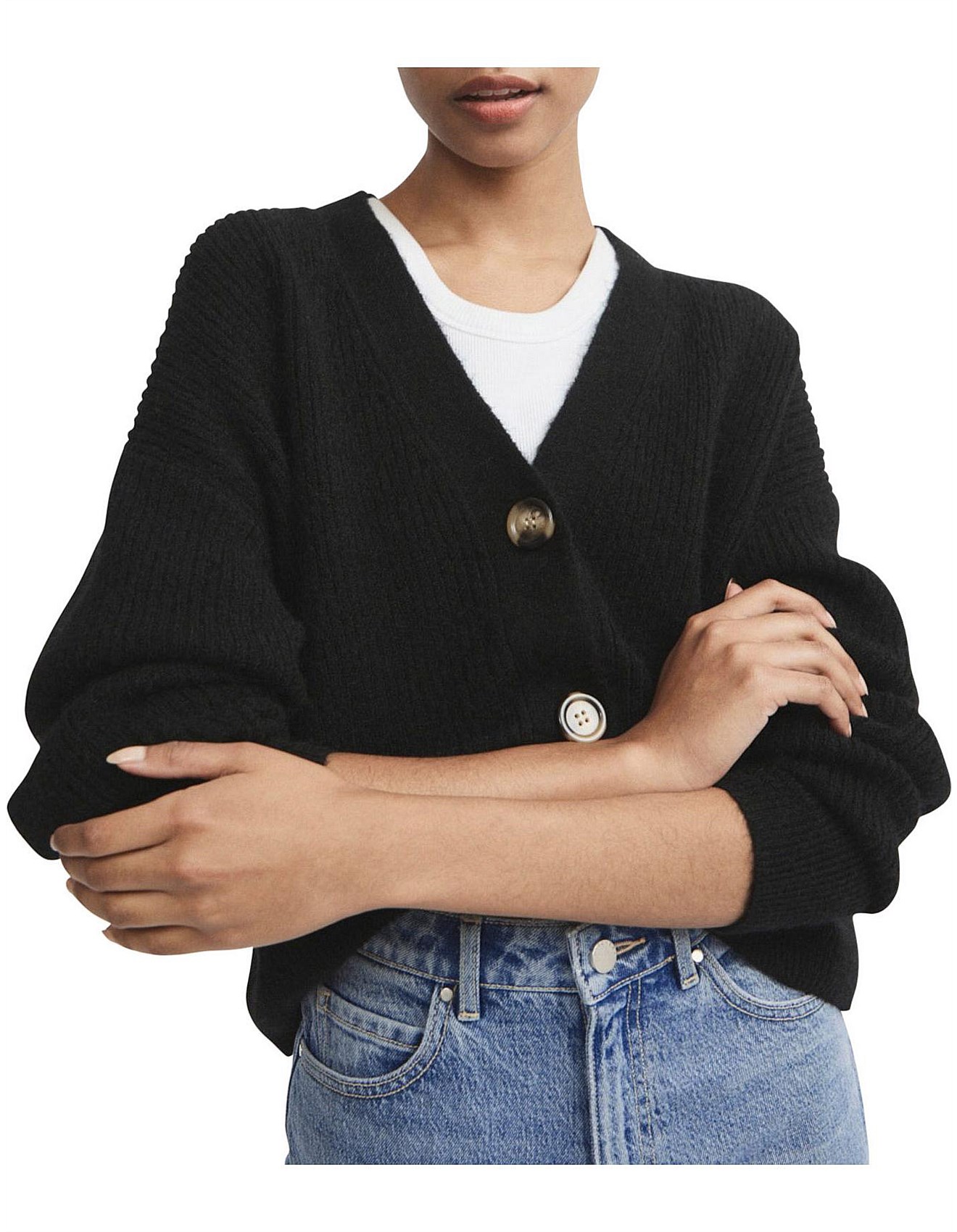 horn button crop cardigan topshop