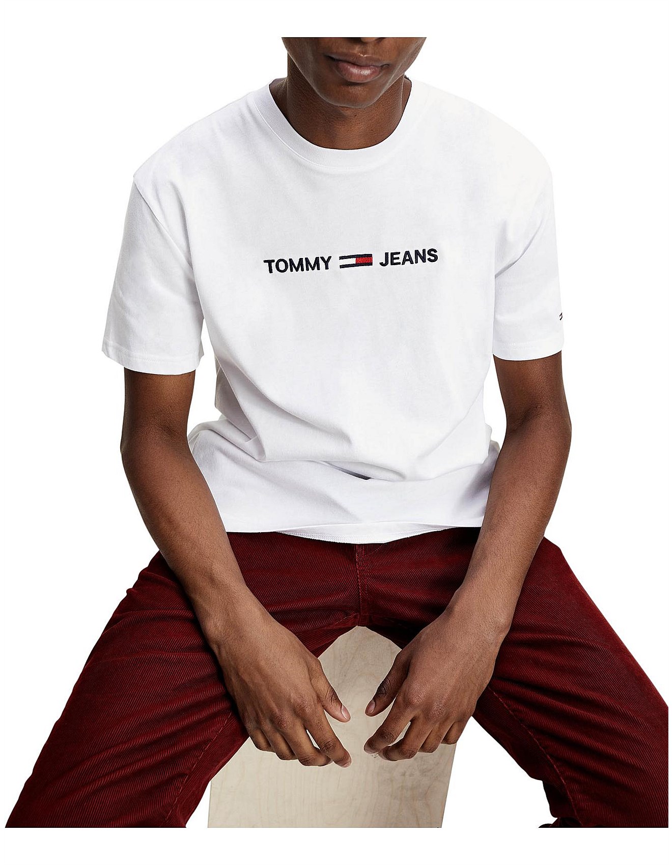 tommy jeans straight logo tee