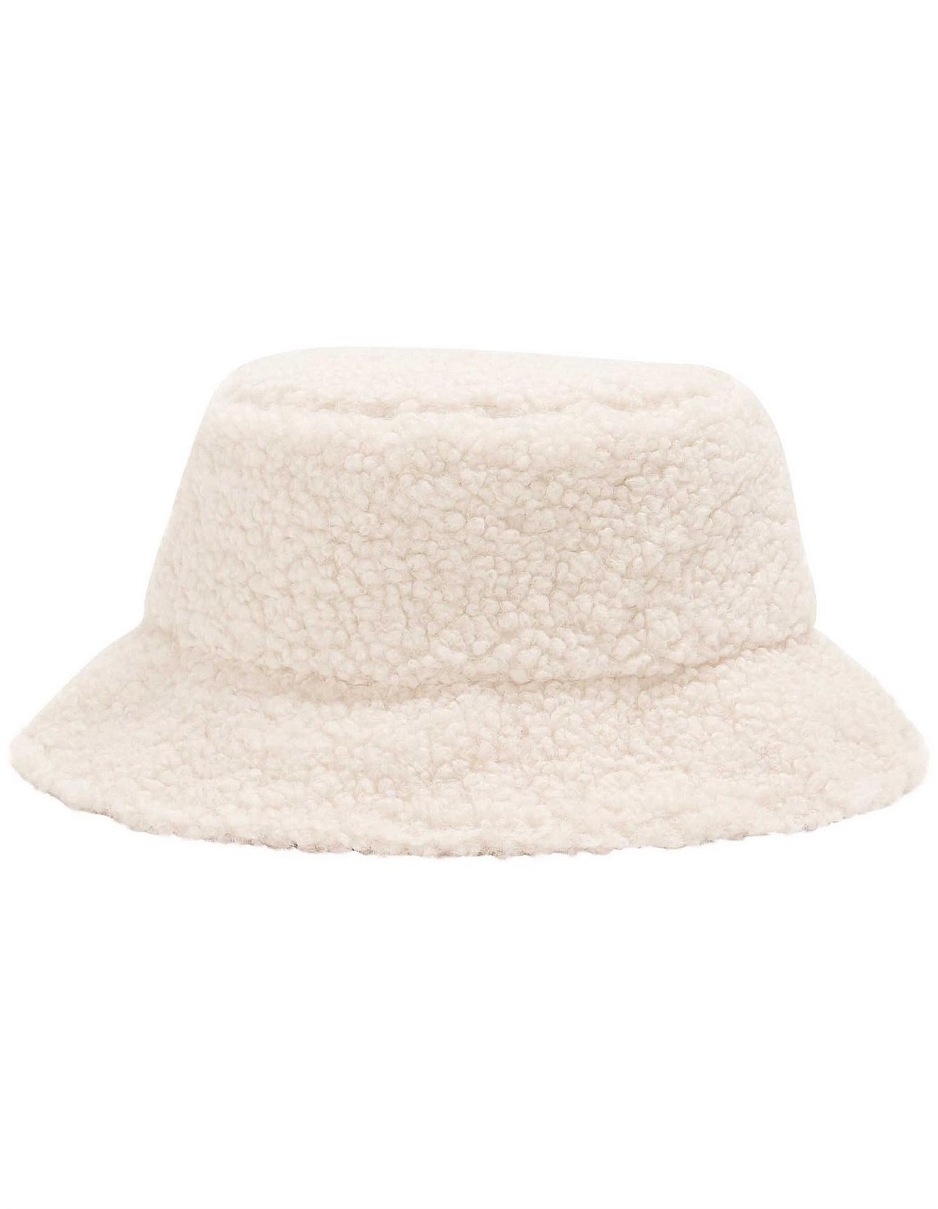 white sherpa bucket hat