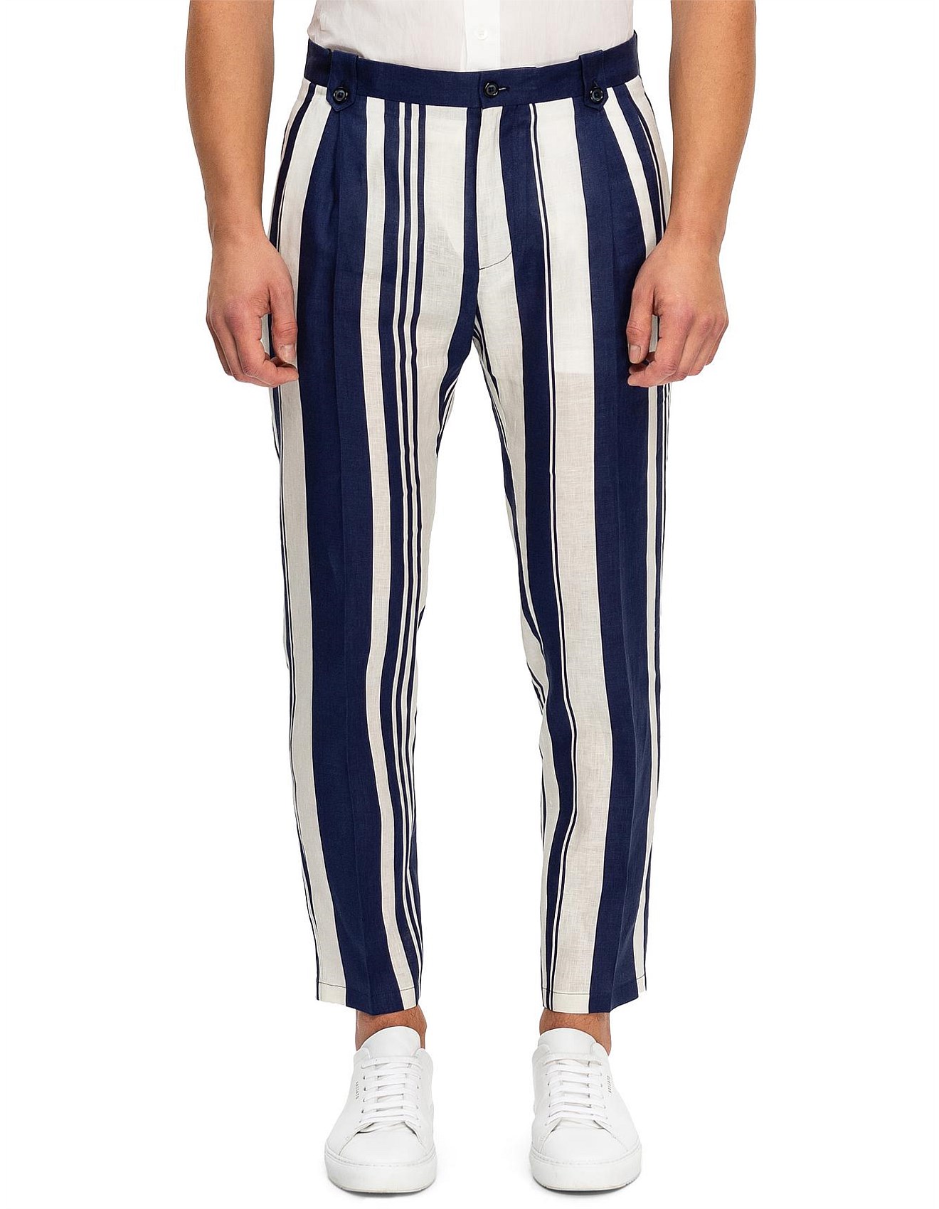 mens striped linen trousers