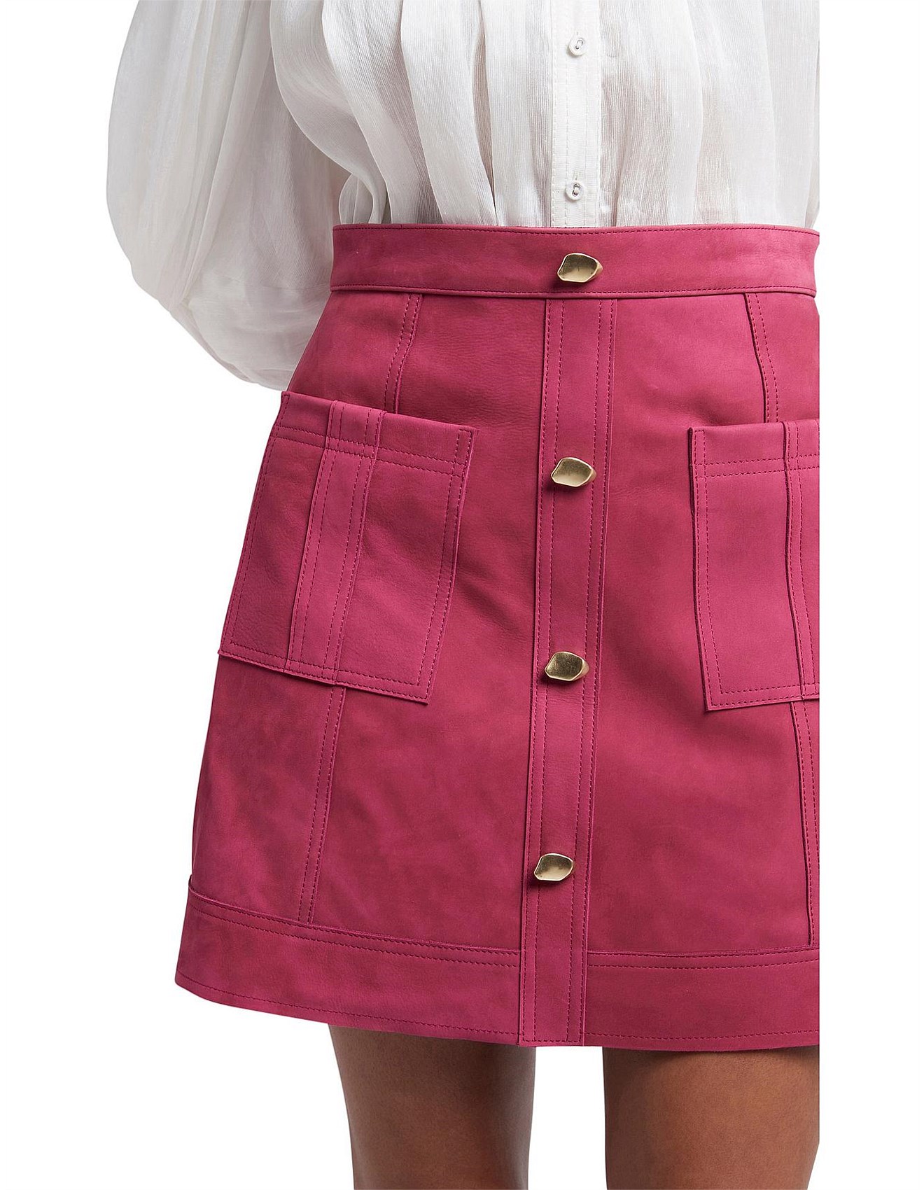 Aje pink 2025 leather skirt