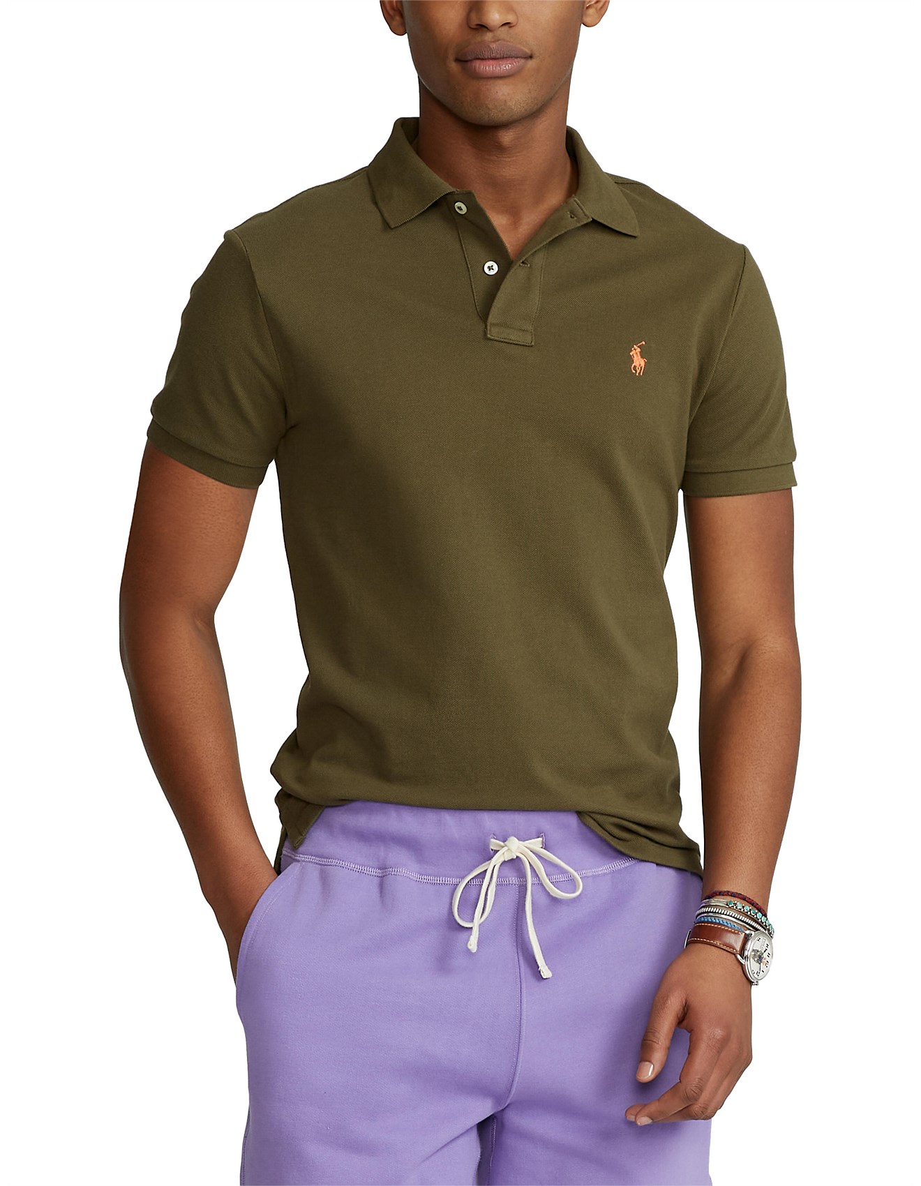 mens short sleeve knitted polo