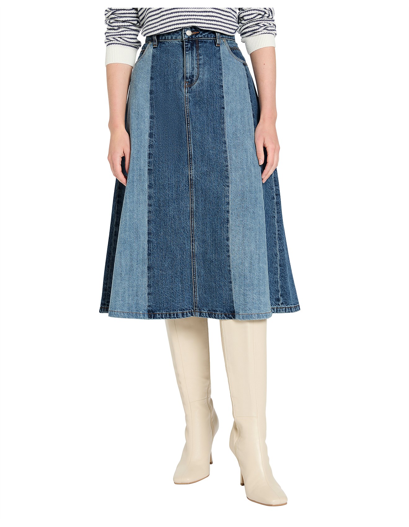 Shops panelled denim skirt