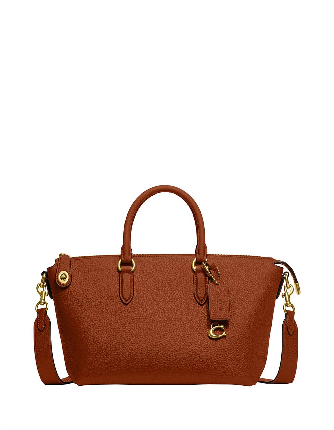 Deals Coach Brass Pebble Leather/Smooth Leather Satchel