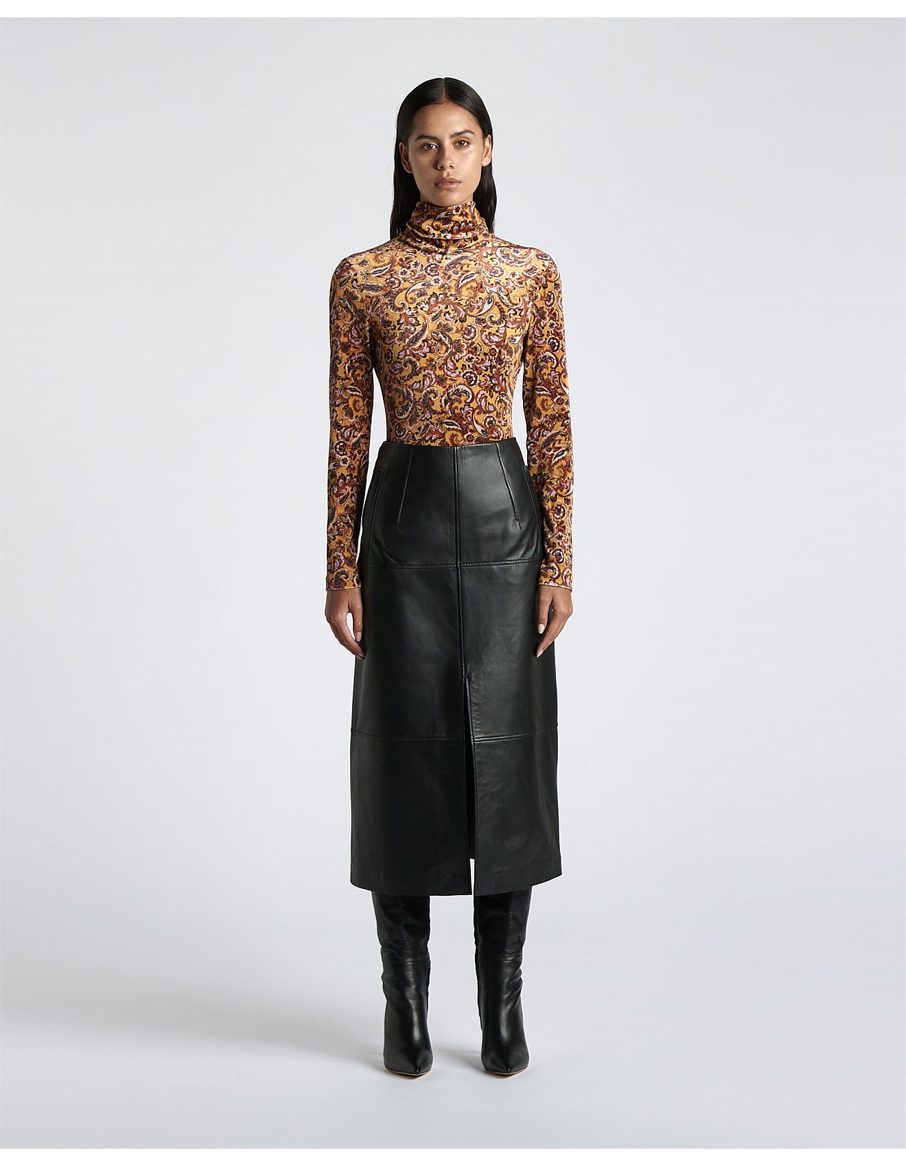 Fashion david jones leather skirt